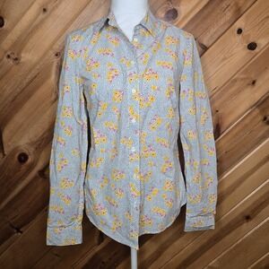 Boden 'The Classic Shirt' Floral Polka Dot Long Sleeve Button Up Sz US 4R Cotton